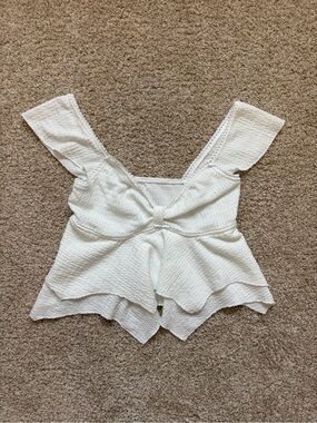 White Ruffle Front Babydoll Top